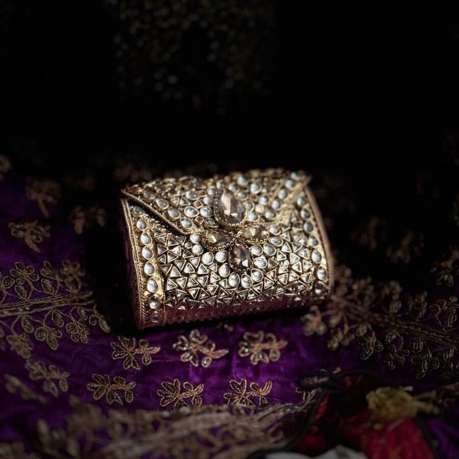 Kundan gold clutch