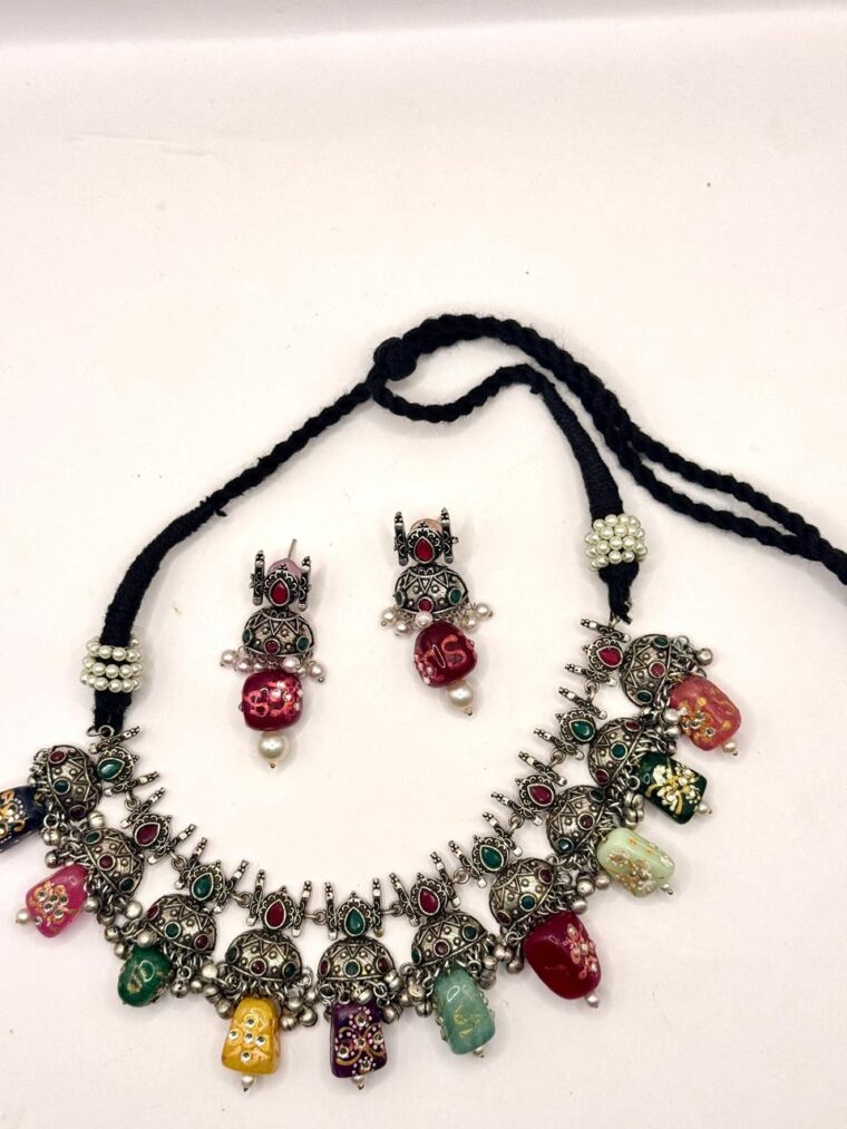 Multy Meenakari Necklace Set - Image 4