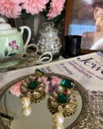 Emerald Statement Earrings - Image 3