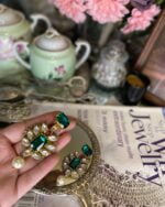 Emerald Statement Earrings - Image 2
