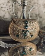 Hand Crafted kundan  and Gems Clutch - Image 4