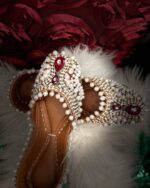 Maroon Kundan & Pearls Embellished Khussa