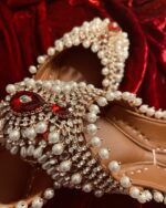 Maroon Kundan & Pearls Embellished Khussa - Image 4