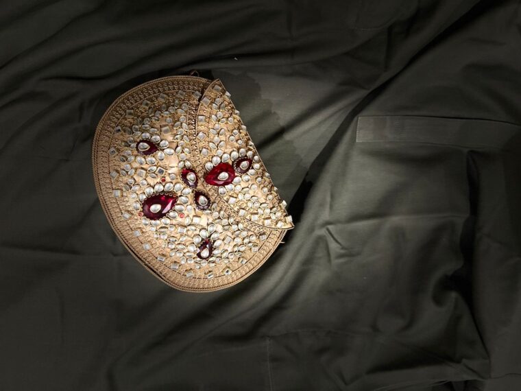 Hand Crafted kundan  and Gems Clutch - Image 8