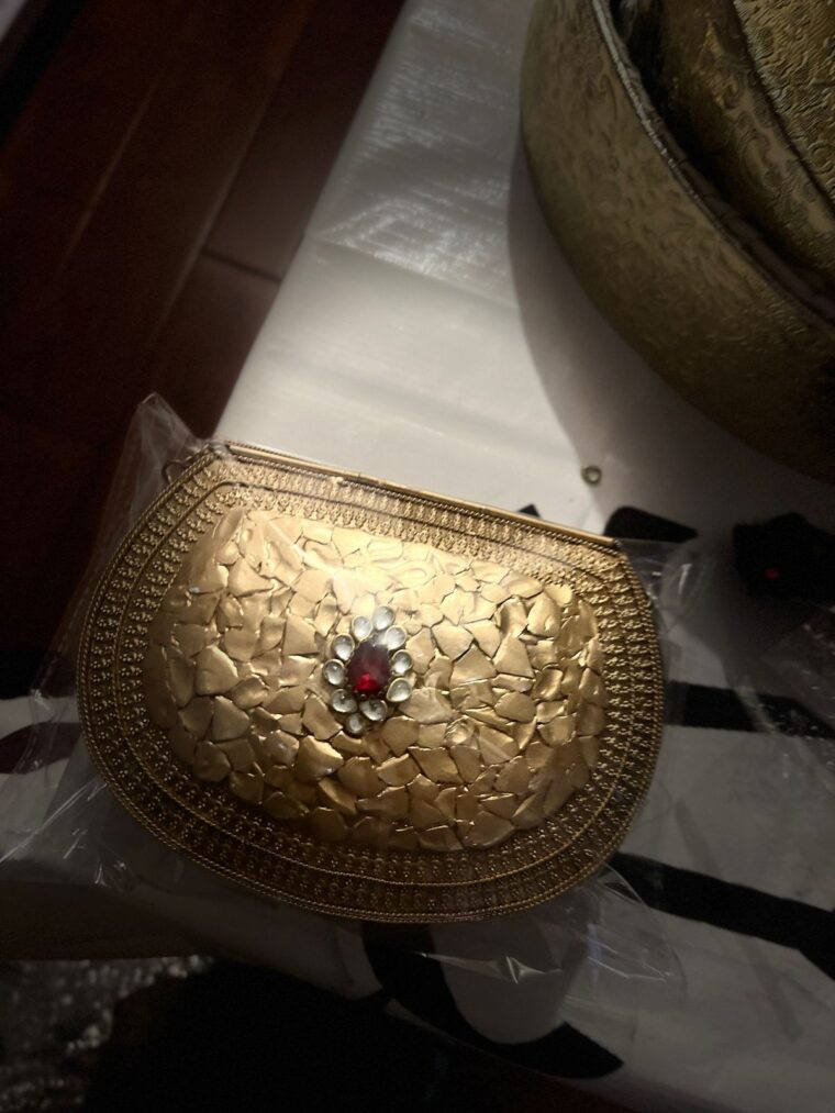 Hand Crafted kundan  and Gems Clutch - Image 7