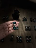 Emerald silver drop earring