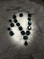Emerald & Silver Long Necklace Set - Image 3