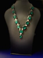 Emerald & Silver Long Necklace Set - Image 2