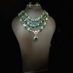 Gems silver drop necklace and earrings set