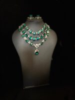 Gems silver drop necklace and earrings set