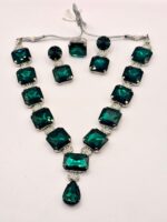 Emerald & Silver Long Necklace Set - Image 5