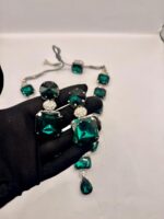 Emerald & Silver Long Necklace Set - Image 6