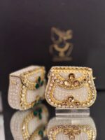 Pearls mini gold clutch