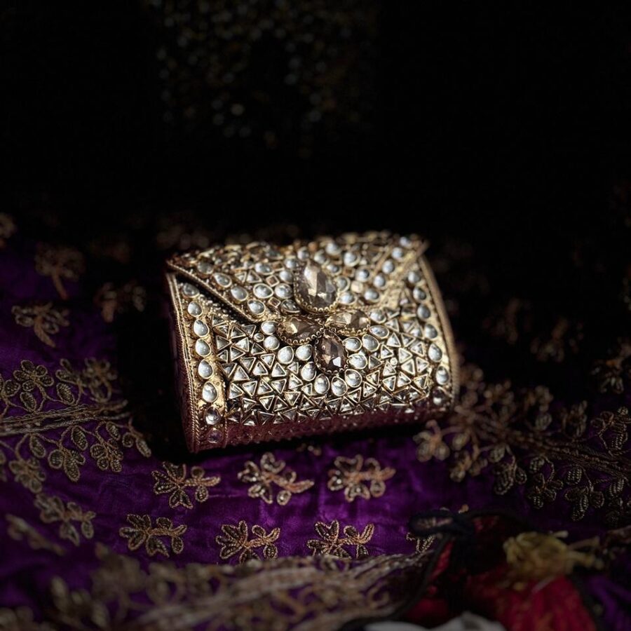 Kundan gold clutch
