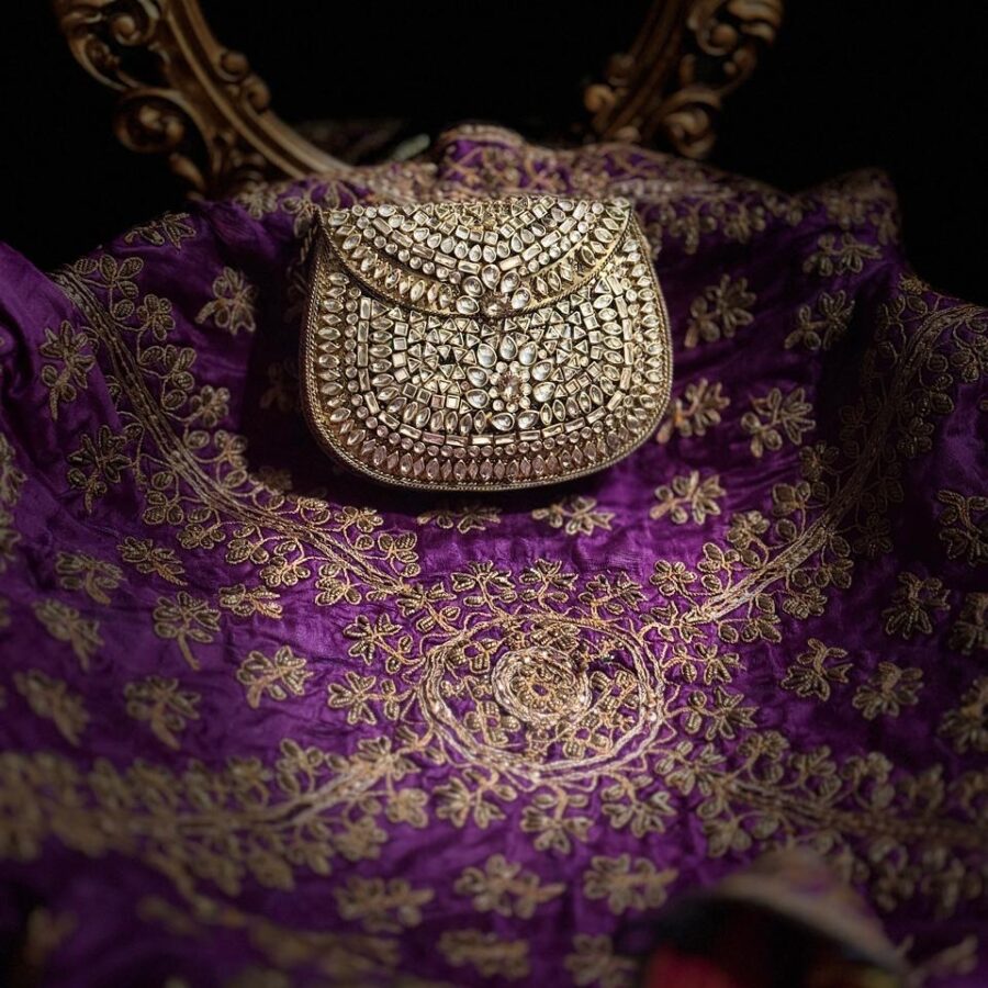Gold Kundan clutch
