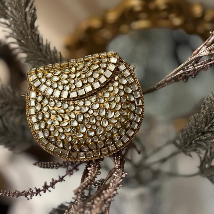 Kundan gold mini Clutch
