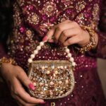 Peach luxe pearls clutch