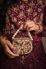 Peach luxe pearls clutch