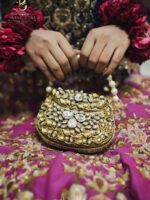 Victorian Gold Pearl Leaf Clutch – Timeless Elegance in Metal