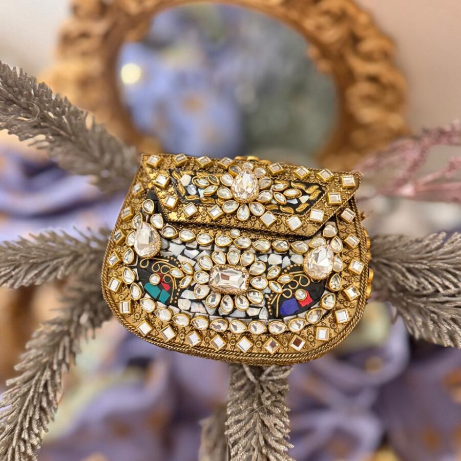 Zarmeena gold Kundan Clutches