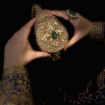 Gold Potly Clutch – Green & Red