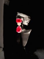 silver and deep red choker set - Image 3