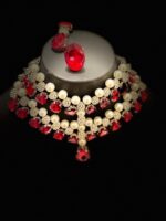 silver and deep red choker set - Image 2