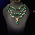 Gems gold drop necklace and earrings set